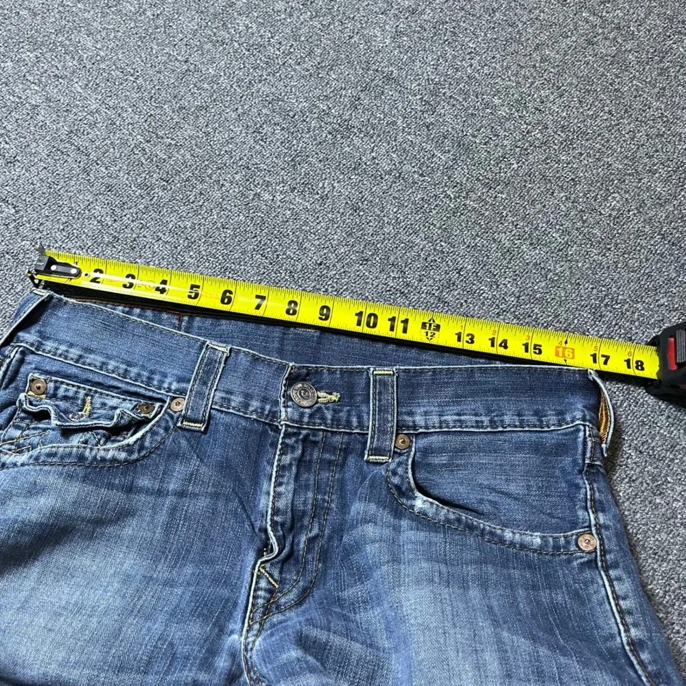 True Religion Slim Flap Old Multi SN Jeans Size 32 Blue Denim Y2K Streetwear